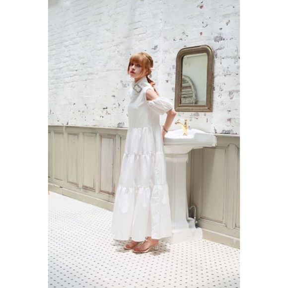 NWOT Rosemarie Seoir white cold shoulder maxi dress - Picture 2 of 5